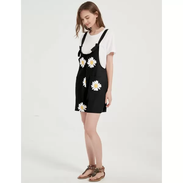Gihuo Women's Loose Fit Short Overalls Cotton Linen Overalls Shorts Summer Romper Shortalls for Women