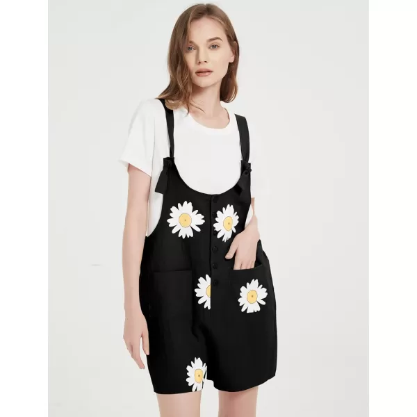 Gihuo Women's Loose Fit Short Overalls Cotton Linen Overalls Shorts Summer Romper Shortalls for Women