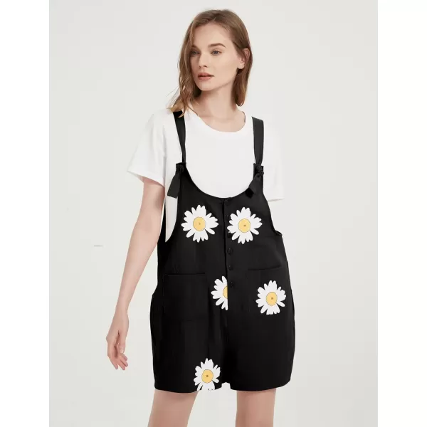 Gihuo Women's Loose Fit Short Overalls Cotton Linen Overalls Shorts Summer Romper Shortalls for Women