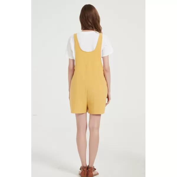 Gihuo Women's Loose Fit Short Overalls Cotton Linen Overalls Shorts Summer Romper Shortalls for Women