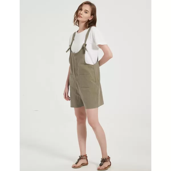 Gihuo Women's Loose Fit Short Overalls Cotton Linen Overalls Shorts Summer Romper Shortalls for Women