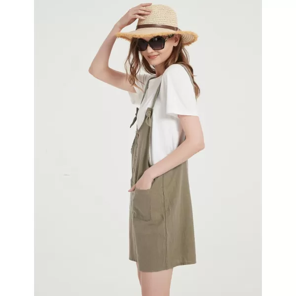 Gihuo Women's Loose Fit Short Overalls Cotton Linen Overalls Shorts Summer Romper Shortalls for Women