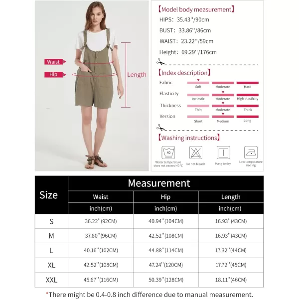 Gihuo Women's Loose Fit Short Overalls Cotton Linen Overalls Shorts Summer Romper Shortalls for Women
