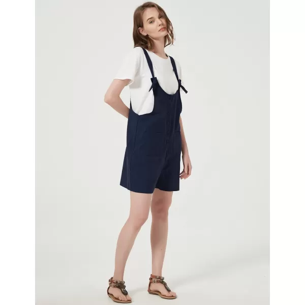 Gihuo Women's Loose Fit Short Overalls Cotton Linen Overalls Shorts Summer Romper Shortalls for Women