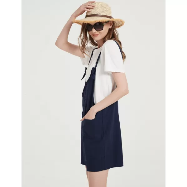 Gihuo Women's Loose Fit Short Overalls Cotton Linen Overalls Shorts Summer Romper Shortalls for Women