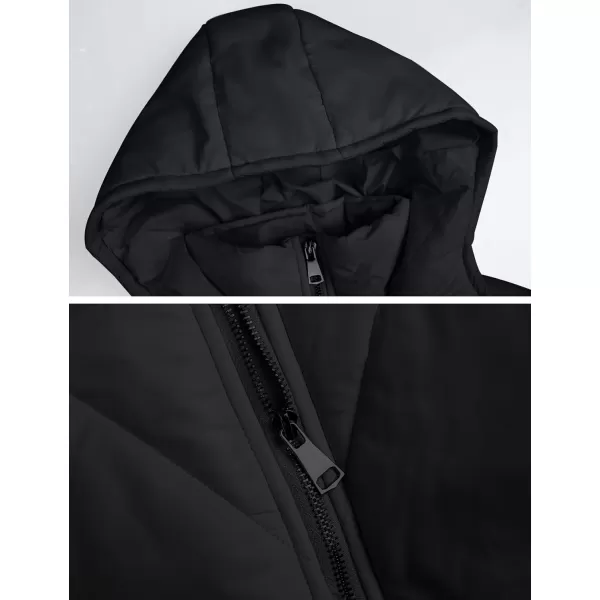 Gihuo Women's Oversized Puffer Jacket Long Sleeve Hooded Down Jacket Winter Short Zip Up Quilted Coat