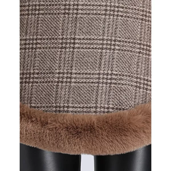 Gihuo Womens Plaid Poncho Cape Winter Warm Coat Faux Fur Trim Shawl Cloak Elegant Pullover Shawls Cape Layers