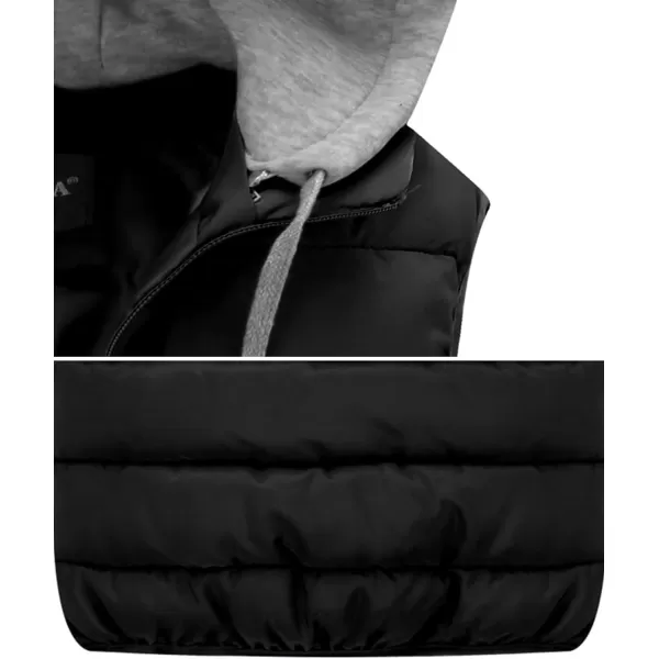 Gihuo Women's Puffer Vest Zip Up Quilted Padded Winter Sleeveless Hooded Vest Gilet