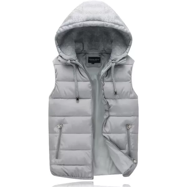 Gihuo Women's Puffer Vest Zip Up Quilted Padded Winter Sleeveless Hooded Vest Gilet
