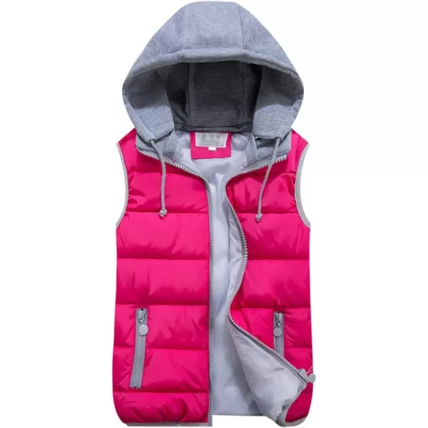 Gihuo Women's Puffer Vest Zip Up Quilted Padded Winter Sleeveless Hooded Vest Gilet