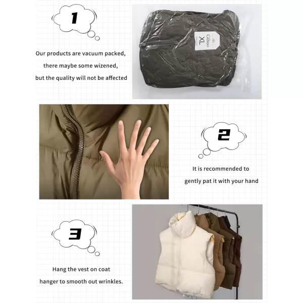 Gihuo Womens Quilted Cropped Puffer Vest Gilet Warm Padded Full Zip Lightweight Puffy Vest Short Sleeveless Jacket