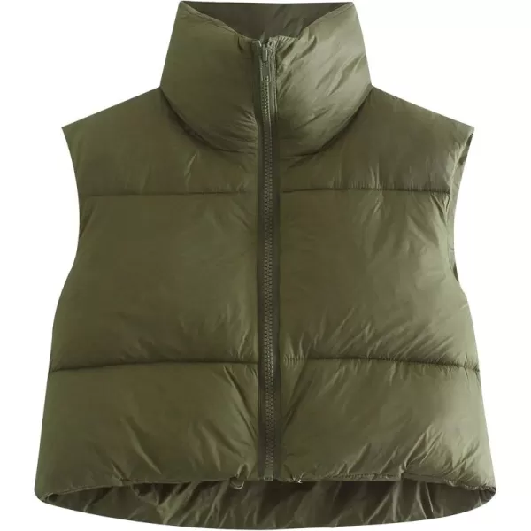 Gihuo Womens Quilted Cropped Puffer Vest Gilet Warm Padded Full Zip Lightweight Puffy Vest Short Sleeveless Jacket