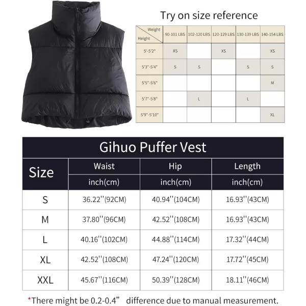 Gihuo Womens Quilted Cropped Puffer Vest Gilet Warm Padded Full Zip Lightweight Puffy Vest Short Sleeveless Jacket