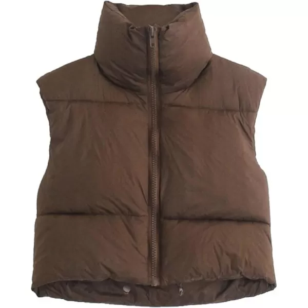 Gihuo Womens Quilted Cropped Puffer Vest Gilet Warm Padded Full Zip Lightweight Puffy Vest Short Sleeveless Jacket
