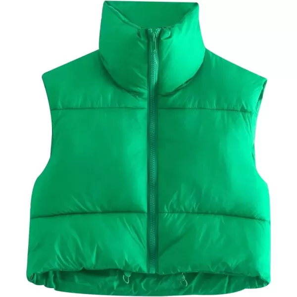 Gihuo Womens Quilted Cropped Puffer Vest Gilet Warm Padded Full Zip Lightweight Puffy Vest Short Sleeveless Jacket