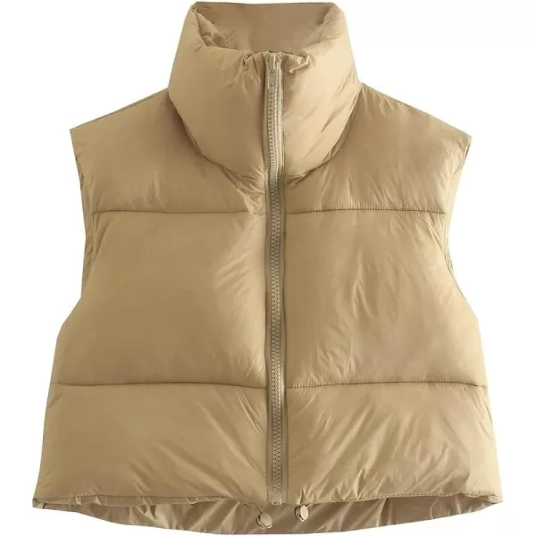 Gihuo Womens Quilted Cropped Puffer Vest Gilet Warm Padded Full Zip Lightweight Puffy Vest Short Sleeveless Jacket