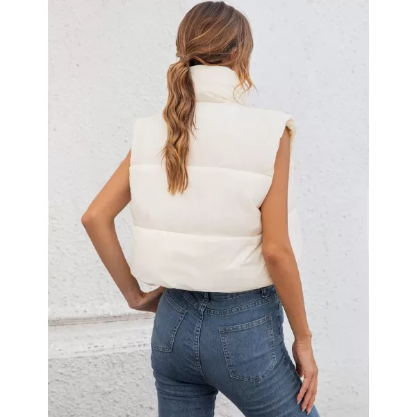 Gihuo Womens Quilted Cropped Puffer Vest Gilet Warm Padded Full Zip Lightweight Puffy Vest Short Sleeveless Jacket