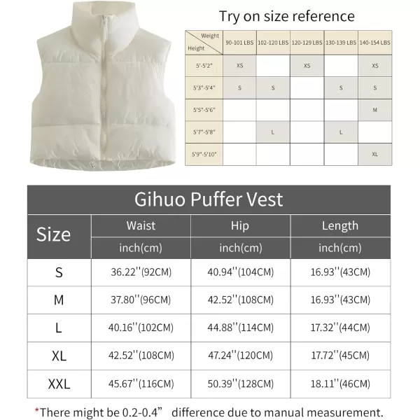 Gihuo Womens Quilted Cropped Puffer Vest Gilet Warm Padded Full Zip Lightweight Puffy Vest Short Sleeveless Jacket