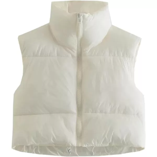 Gihuo Womens Quilted Cropped Puffer Vest Gilet Warm Padded Full Zip Lightweight Puffy Vest Short Sleeveless Jacket
