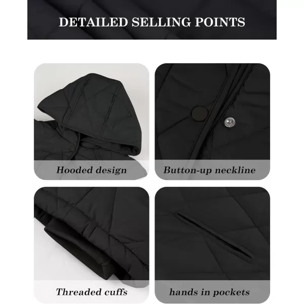 Gihuo Women's Quilted Jacket Oversized Long Winter Warm Coats Lightweight Hooded Padded Jackets
