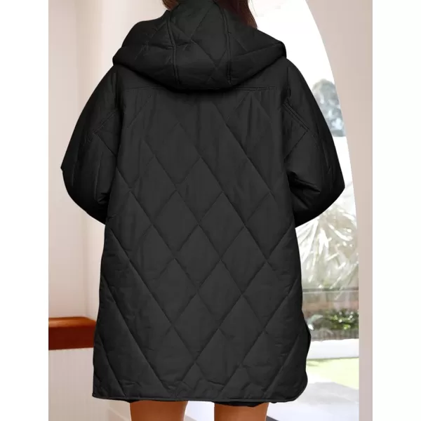 Gihuo Women's Quilted Jacket Oversized Long Winter Warm Coats Lightweight Hooded Padded Jackets
