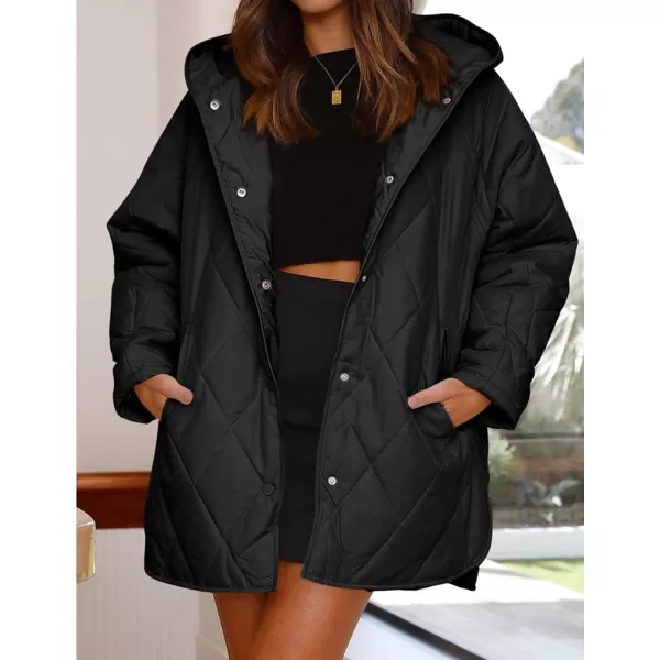 Gihuo Women's Quilted Jacket Oversized Long Winter Warm Coats Lightweight Hooded Padded Jackets