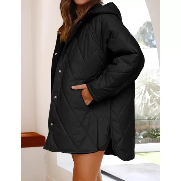Gihuo Women's Quilted Jacket Oversized Long Winter Warm Coats Lightweight Hooded Padded Jackets