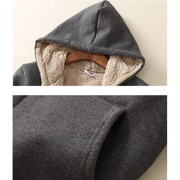 Gihuo Women's Sherpa Fleece Lined Hoodie Zip Up Hooded Sweatshirt Jacket