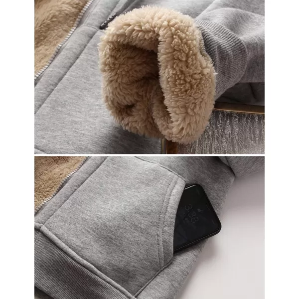 Gihuo Women's Sherpa Fleece Lined Hoodie Zip Up Hooded Sweatshirt Jacket