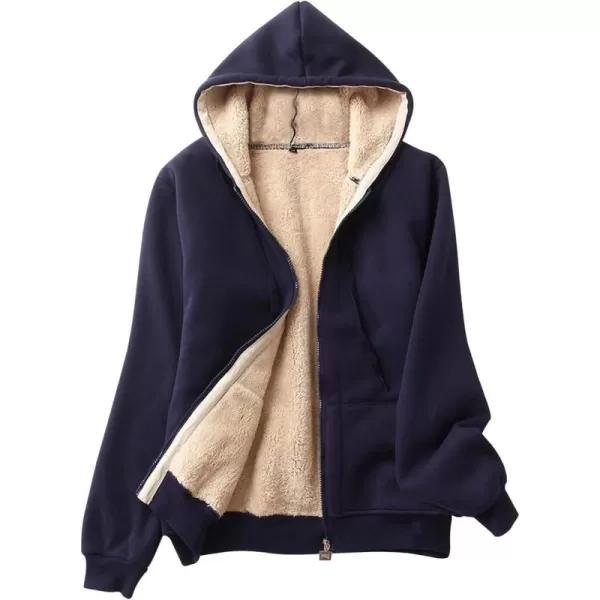 Gihuo Women's Sherpa Fleece Lined Hoodie Zip Up Hooded Sweatshirt Jacket