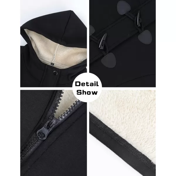 Gihuo Women's Sherpa Lined Toggle Duffle Coat Fleece Hooded Winter Warm Jacket Sweatshirt