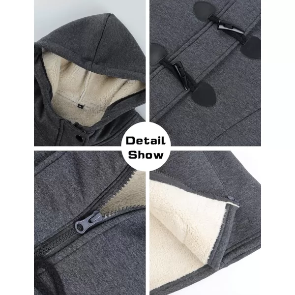 Gihuo Women's Sherpa Lined Toggle Duffle Coat Fleece Hooded Winter Warm Jacket Sweatshirt