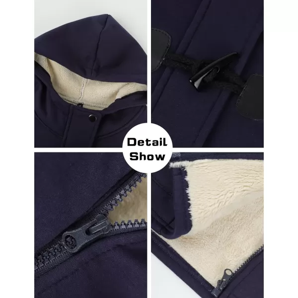 Gihuo Women's Sherpa Lined Toggle Duffle Coat Fleece Hooded Winter Warm Jacket Sweatshirt