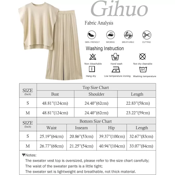 Gihuo Womens Sweater Set 2 Piece Outfit Sleeveless Sweater Vest Lounge Set Knit Top Wide Leg Pants Summer Sweatsuit