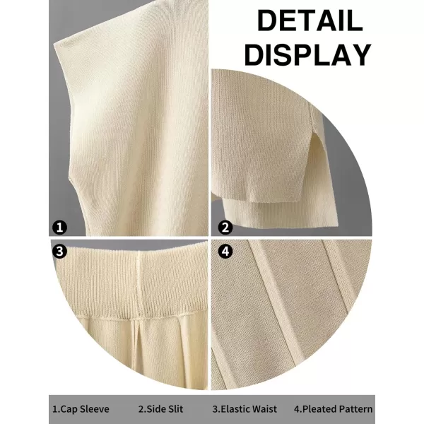 Gihuo Womens Sweater Set 2 Piece Outfit Sleeveless Sweater Vest Lounge Set Knit Top Wide Leg Pants Summer Sweatsuit