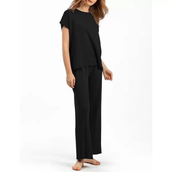 Gihuo Womens Sweater Set 2 Piece Outfit Sleeveless Sweater Vest Lounge Set Knit Top Wide Leg Pants Summer Sweatsuit