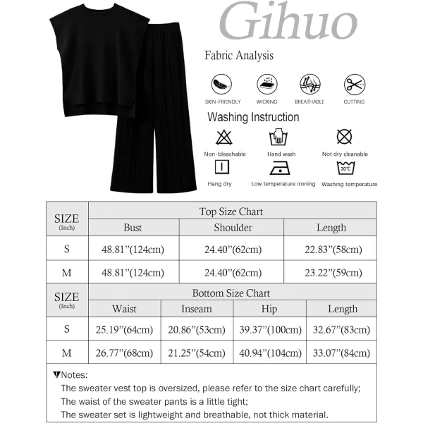 Gihuo Womens Sweater Set 2 Piece Outfit Sleeveless Sweater Vest Lounge Set Knit Top Wide Leg Pants Summer Sweatsuit