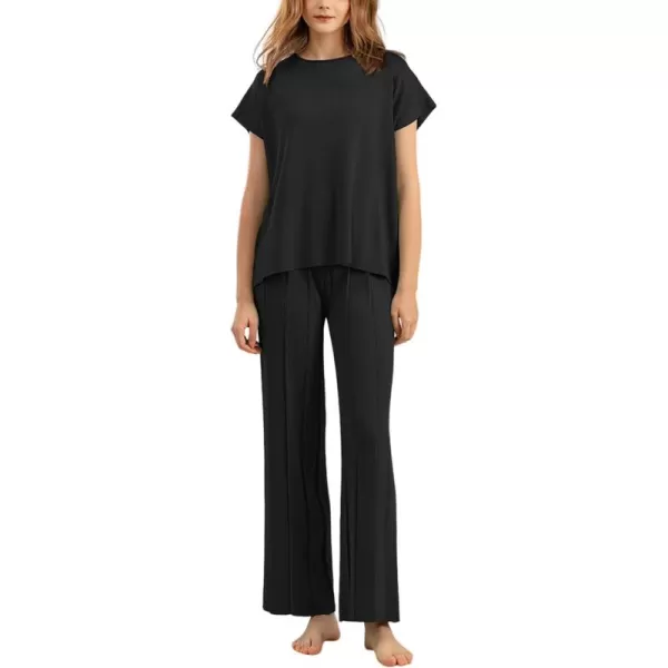 Gihuo Womens Sweater Set 2 Piece Outfit Sleeveless Sweater Vest Lounge Set Knit Top Wide Leg Pants Summer Sweatsuit