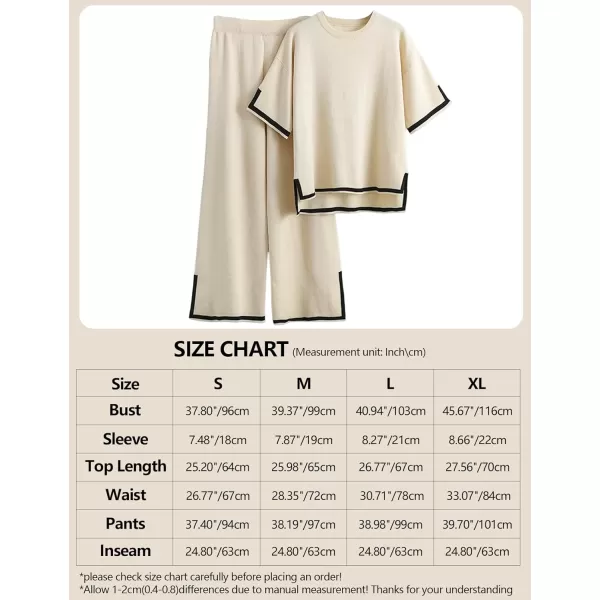 Gihuo Women's Sweater Sets 2 Piece Outfits Knit Lounge Sets Short Sleeve Pullover Tops Wide Leg Pants