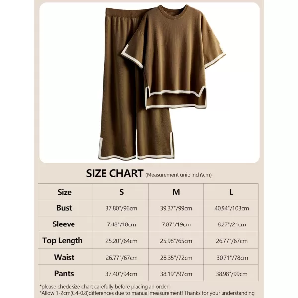 Gihuo Women's Sweater Sets 2 Piece Outfits Knit Lounge Sets Short Sleeve Pullover Tops Wide Leg Pants