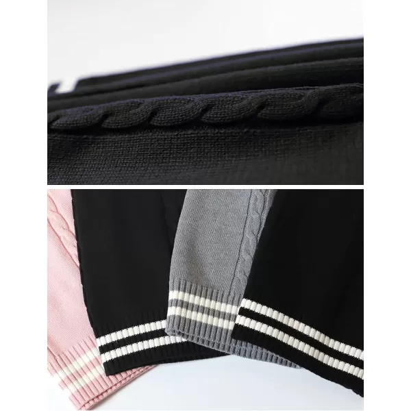 Gihuo Women's V Neck Trendy Sweater Vest Cable Knit Sleeveless Sweater Vest Houndstooth Sweater Vest