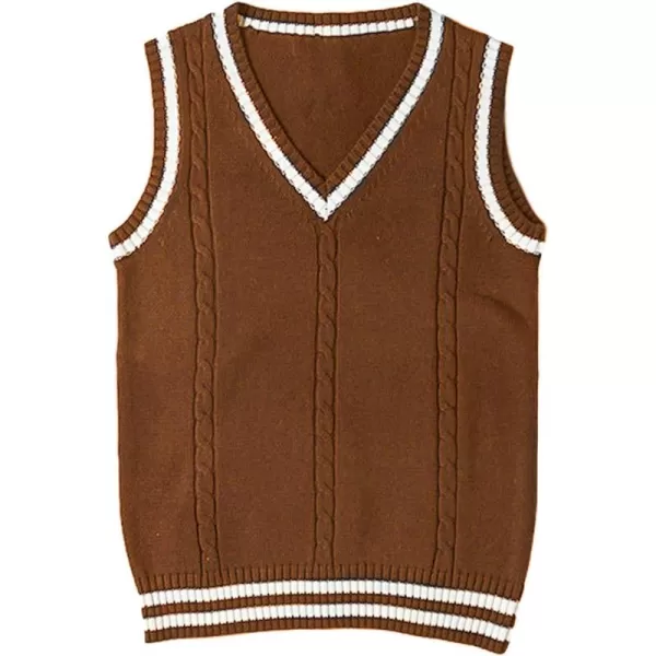 Gihuo Women's V Neck Trendy Sweater Vest Cable Knit Sleeveless Sweater Vest Houndstooth Sweater Vest