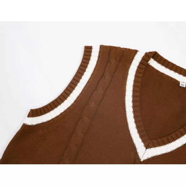Gihuo Women's V Neck Trendy Sweater Vest Cable Knit Sleeveless Sweater Vest Houndstooth Sweater Vest