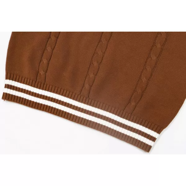 Gihuo Women's V Neck Trendy Sweater Vest Cable Knit Sleeveless Sweater Vest Houndstooth Sweater Vest