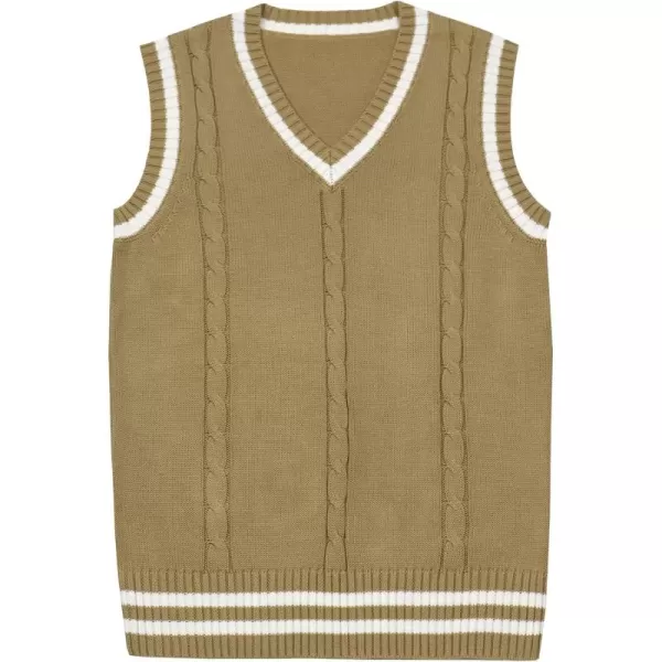 Gihuo Women's V Neck Trendy Sweater Vest Cable Knit Sleeveless Sweater Vest Houndstooth Sweater Vest