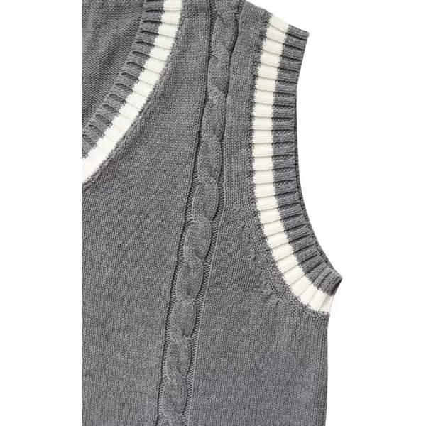 Gihuo Women's V Neck Trendy Sweater Vest Cable Knit Sleeveless Sweater Vest Houndstooth Sweater Vest