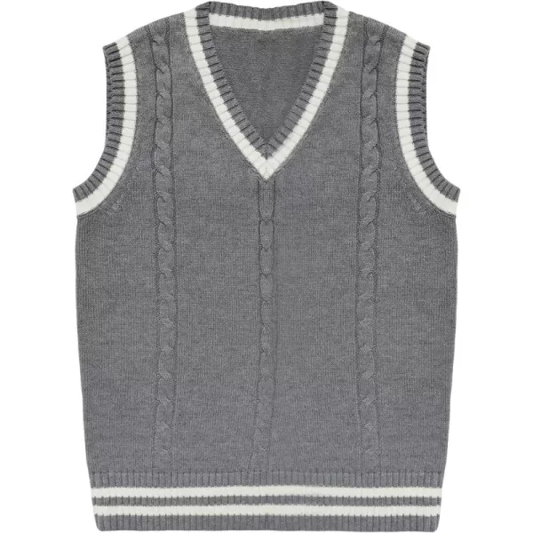 Gihuo Women's V Neck Trendy Sweater Vest Cable Knit Sleeveless Sweater Vest Houndstooth Sweater Vest