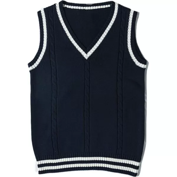 Gihuo Women's V Neck Trendy Sweater Vest Cable Knit Sleeveless Sweater Vest Houndstooth Sweater Vest