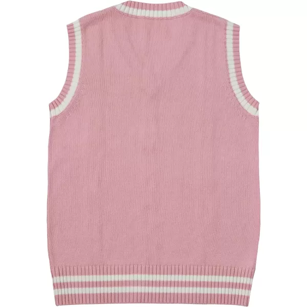 Gihuo Women's V Neck Trendy Sweater Vest Cable Knit Sleeveless Sweater Vest Houndstooth Sweater Vest