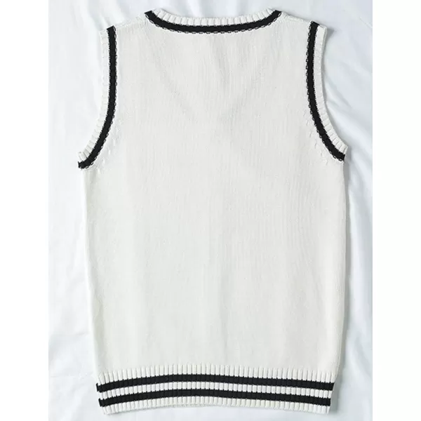 Gihuo Women's V Neck Trendy Sweater Vest Cable Knit Sleeveless Sweater Vest Houndstooth Sweater Vest